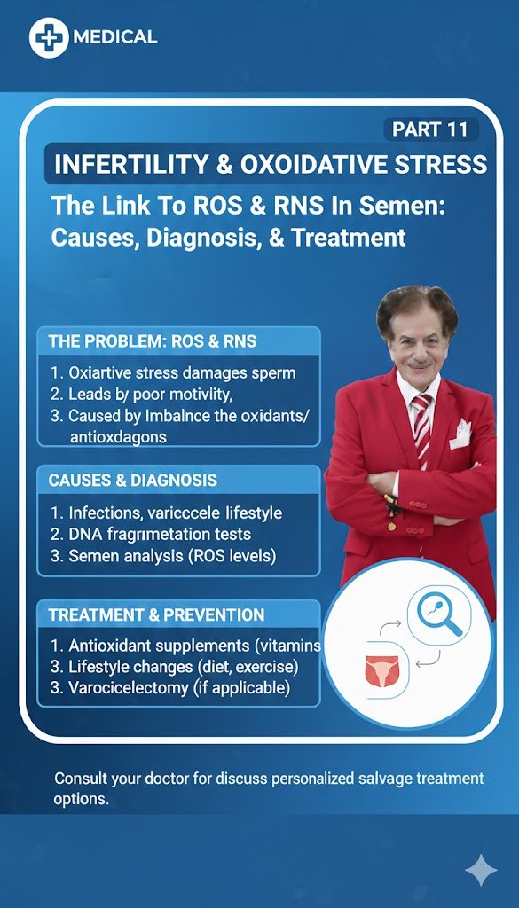 العقم وعلاقته بتراكم الجذور الحرة (ROS) و (RNS) في السائل المنوي أسبابها، تشخيصها وعلاجها