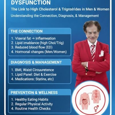 السمنة الحشوية وعلاقتها بالضعف الجنسي بسبب إرتفاع الكوليسترول والدهون الثلاثية لدى الذكور والإناث